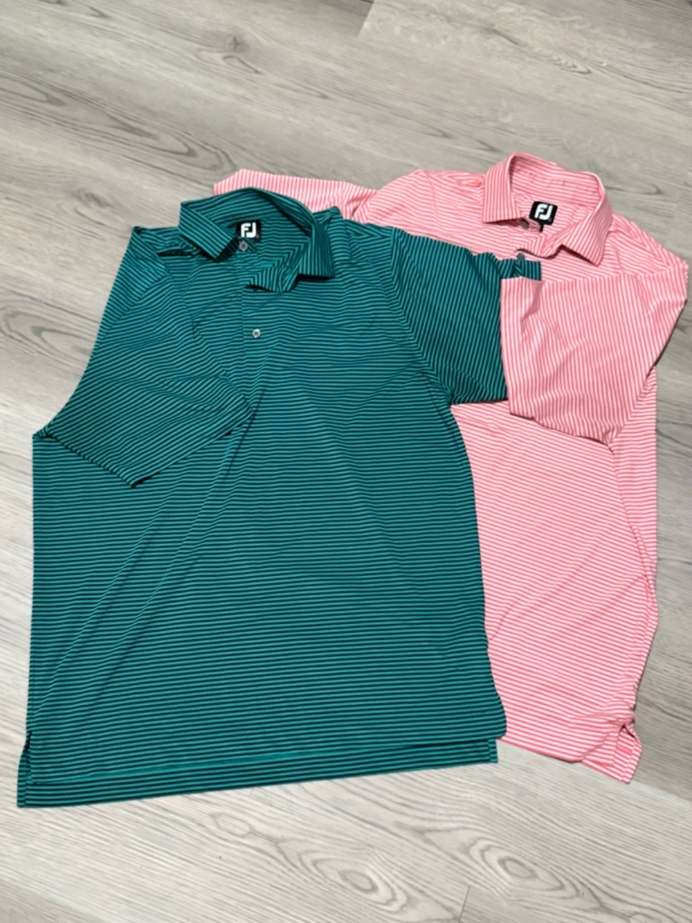 FootJoy Golf Polo Bundle Mens L Striped Performance Shirts Lot 2 FJ